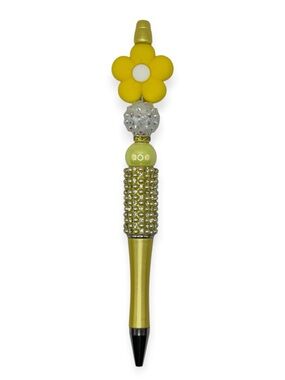 Handcrafted Yellow Daisy Beaded Decorative Pen